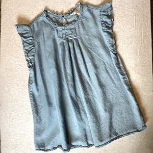 Junior’s Sweet Wanderer Chambray Flutter Top